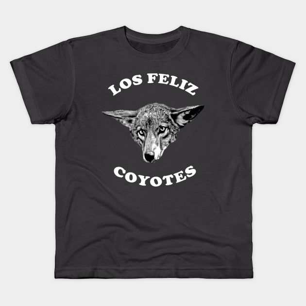 Los Feliz Coyote White Letters Kids T-Shirt by losfeliz